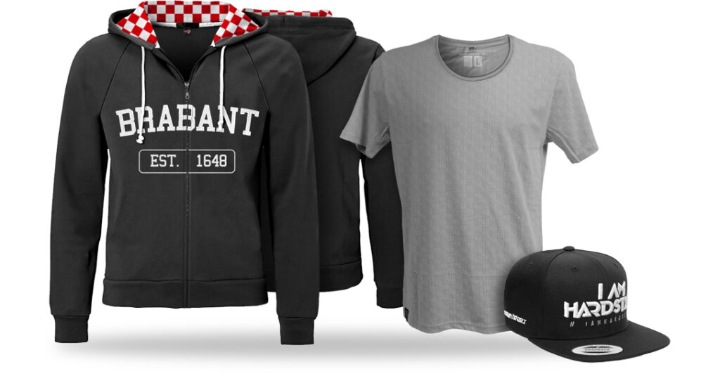 Volledig op maat gemaakte kledinglijn: hoodie met geborduurde opdruk, T-shirt en cap