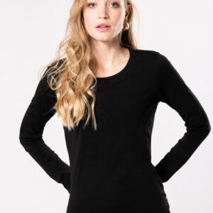 Dames-T-shirt ronde hals lange mouwen - K3017