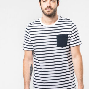 Gestreept T-shirt met zak en korte mouwen - K378