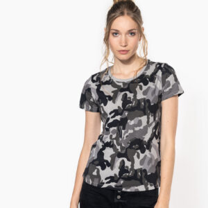Dames-T-shirt camo korte mouwen - K3031