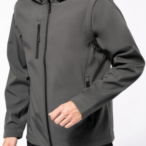 3-laagse uniseks softshelljas met afneembare capuchon en mouwen - K422