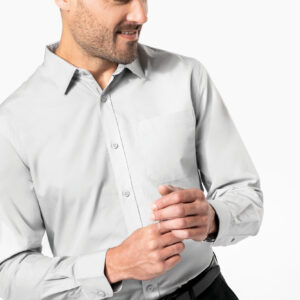 Heren poplin overhemd lange mouwen - K541