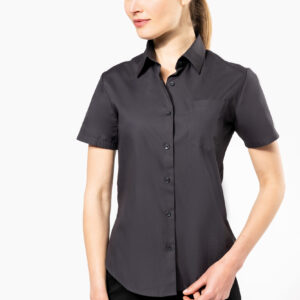 Dames Poplin Blouse Korte Mouwen - K544