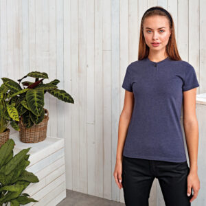 Ecologisch dames-T-shirt ‘Comis’ met knoopjeshals - PR319