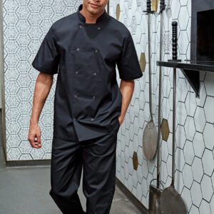 Studded Front Short Sleeve Chef's Jacket - PR664