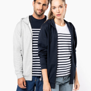 Gerecyclede uniseks sweater met rits en capuchon - K4042