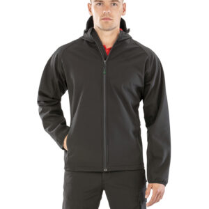 3-laagse gerecycleerde softshell met capuchon voor heren - R911M
