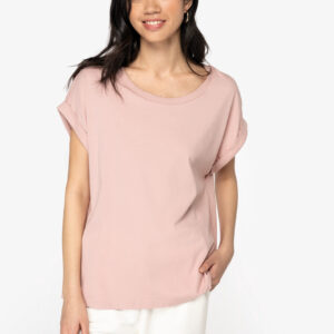 Ecologisch dames t-shirt met mouwen met omslag - NS309