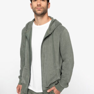 Ecologische badstof sweater met rits en capuchon - NS419