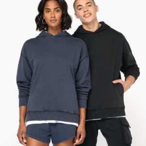 Duurzame uniseks oversized verwassen sweater met capuchon - NS448