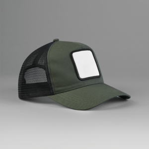 5-panel trucker pet met vierkante patch - B636