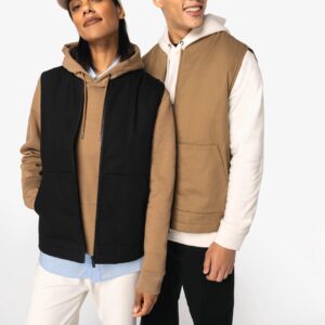 Ecologische gevoerde uniseks bodywarmer van twill met teddykraag - NS623