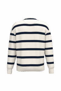 Ecologische gestreepte uniseks sweater met ronde hals en afhangende schouders – NS450