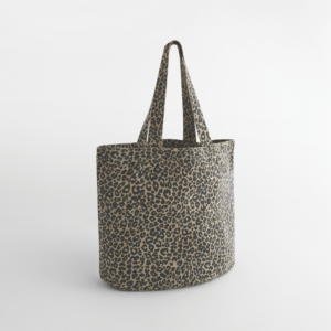 Canvas cabas tas met luipaardprint - W335